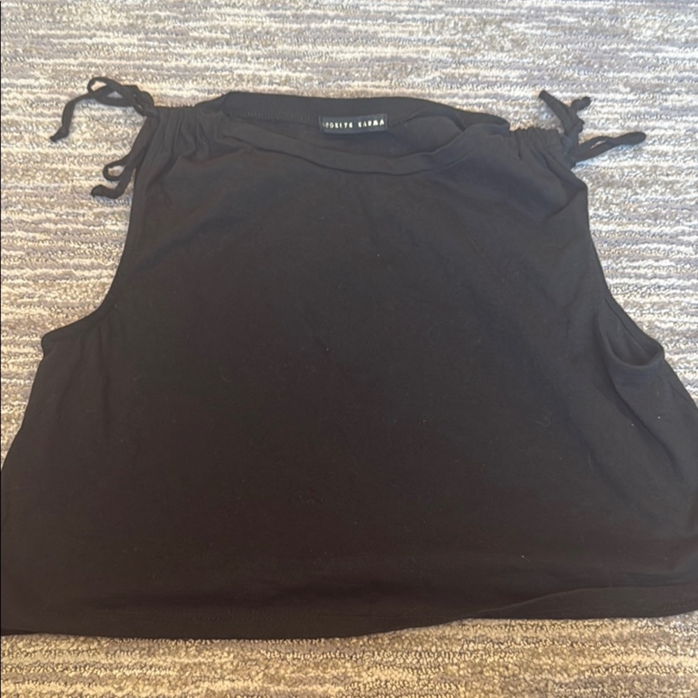 Black tank top with tie string